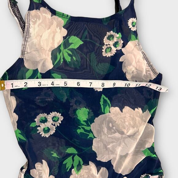 Anne Cole Sheer Blue Floral One Piece with Bandeau Size 6 - Picture 8 of 10